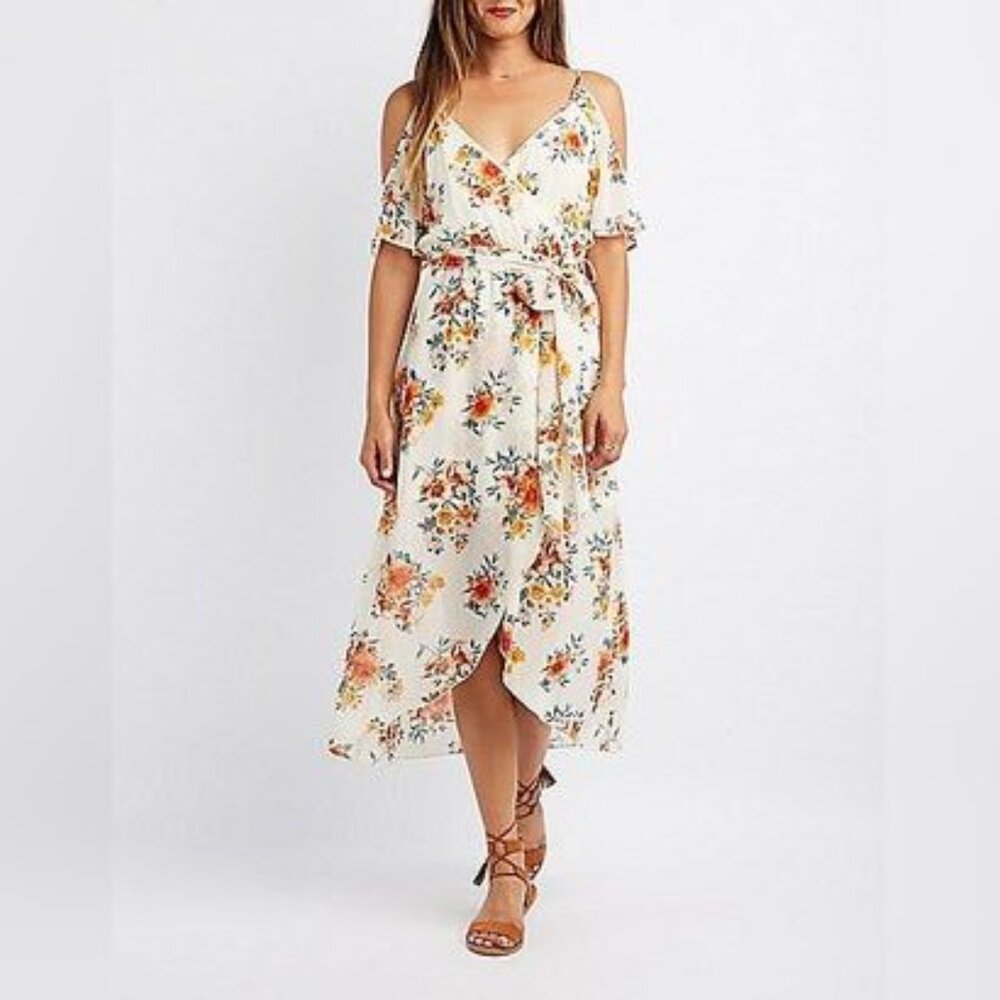 Floral Print Cold-Shoulder Sundress by Charlotte Russe- Size 2X